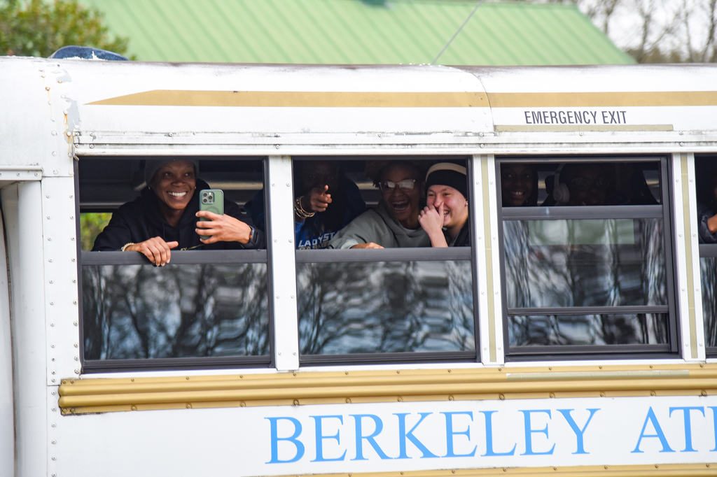 BHS students and coaches on bus