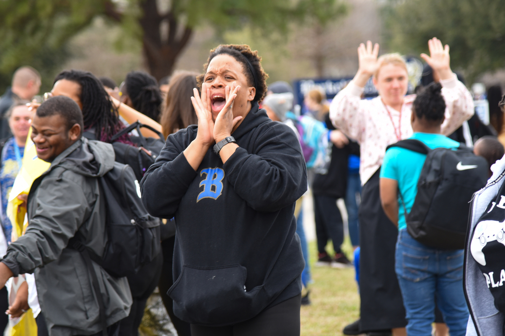 BHS staff cheering