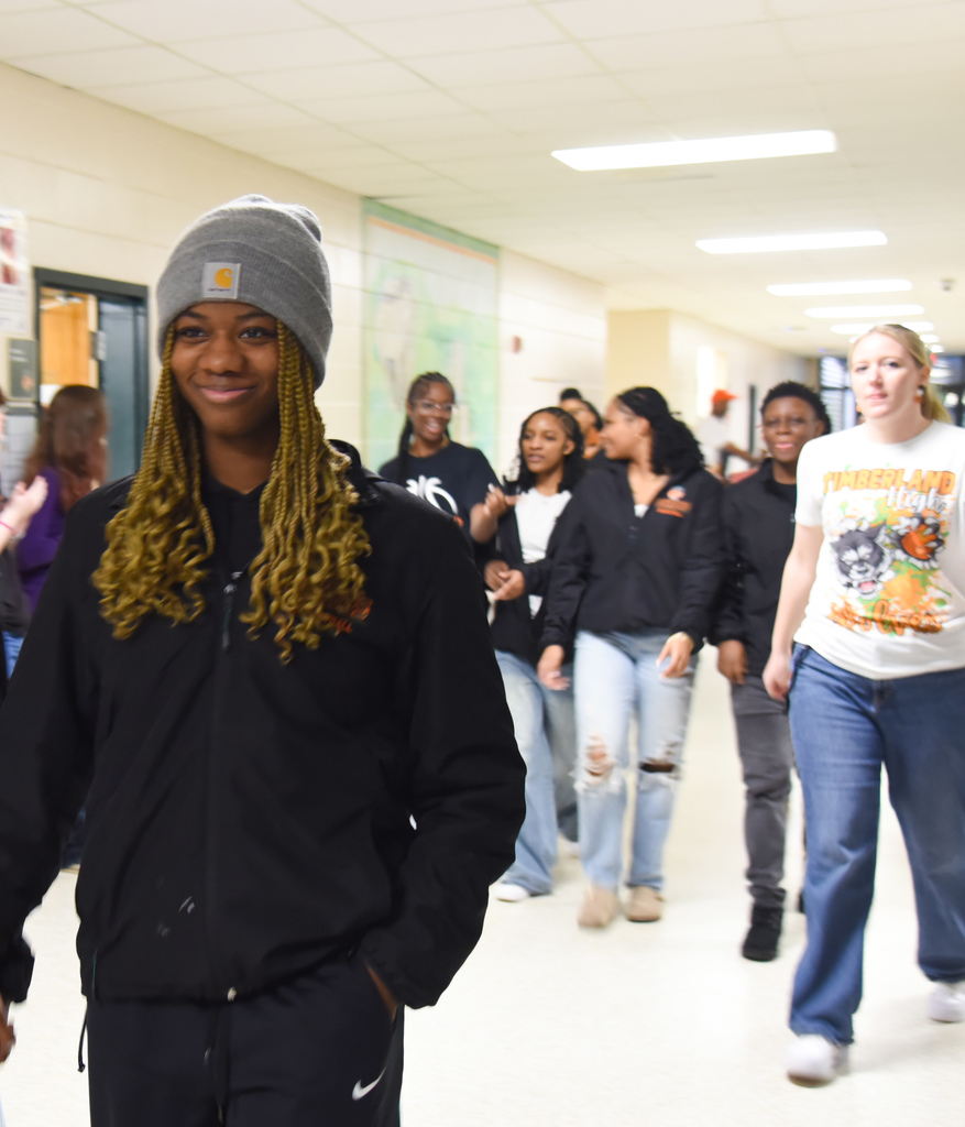 student walking the halls