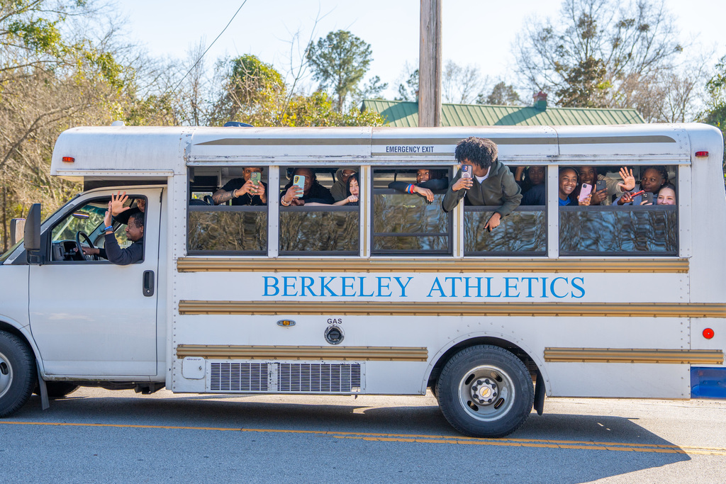 BHS girls basketball team on the bus