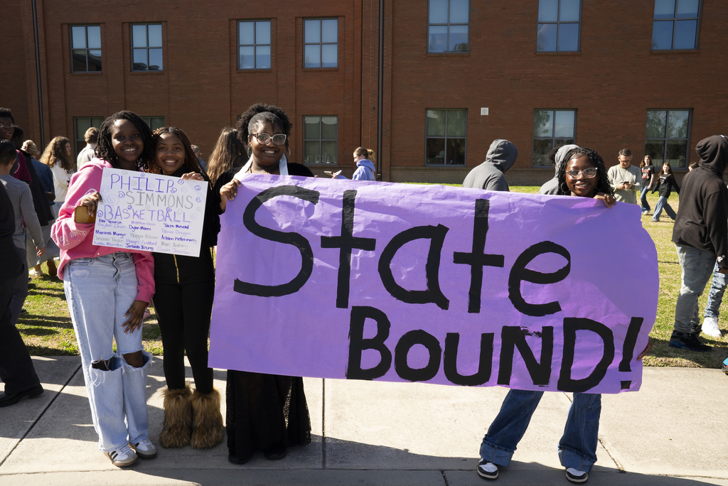 students with poster