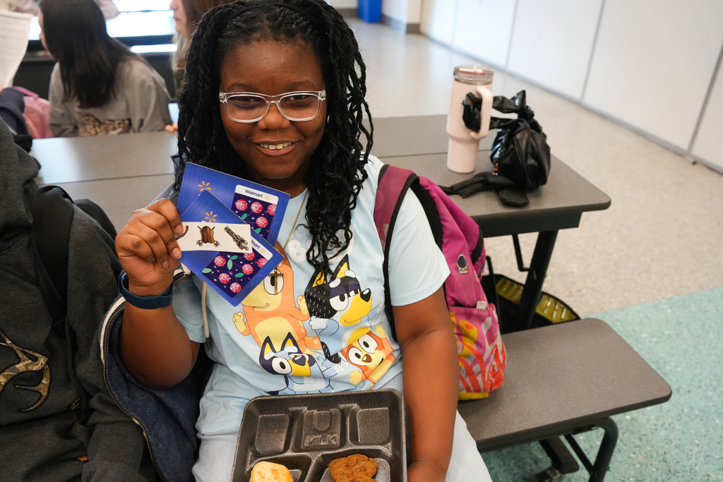 student with National Breakfast Week prize
