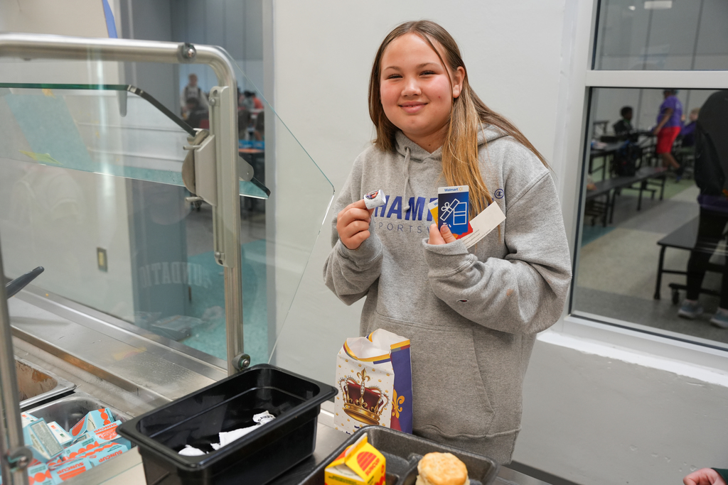 student with National School Breakfast week prize