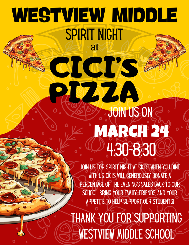 CICI'S SPIRIT NIGHT MARCH 24 4:30-8:30