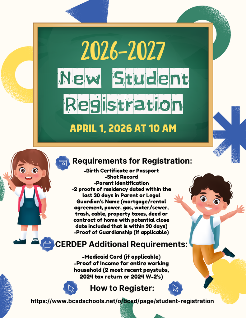 This image shows a flyer for new student registration and includes the required documents to complete the online registration process.