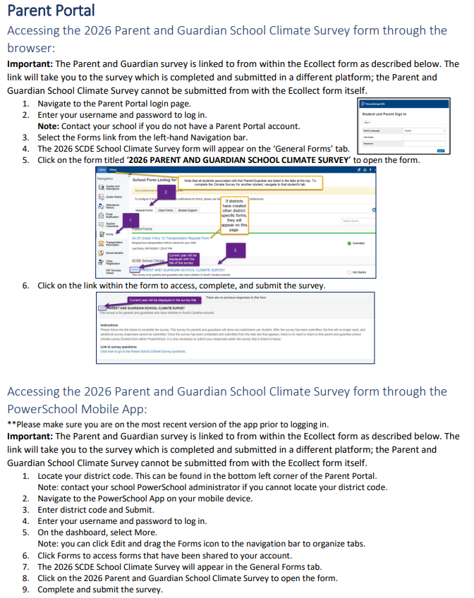 parent climate survey instructions