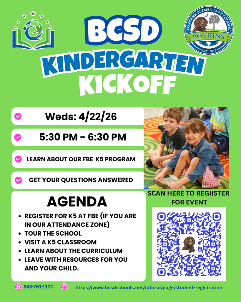 K5 Kickoff Weds April 22.  5:30 pm-6:30 pm at FBE