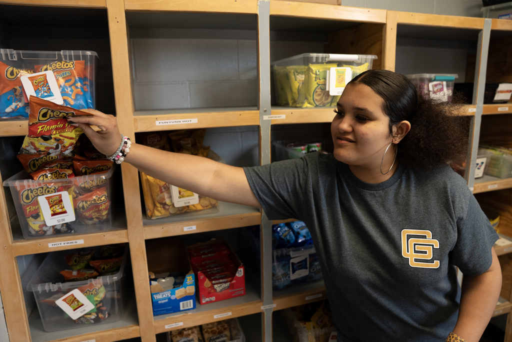 student grabbing snacks 