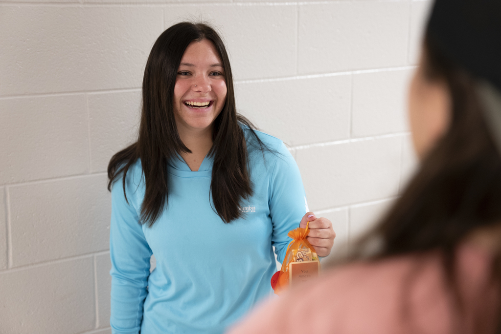 student getting candygram