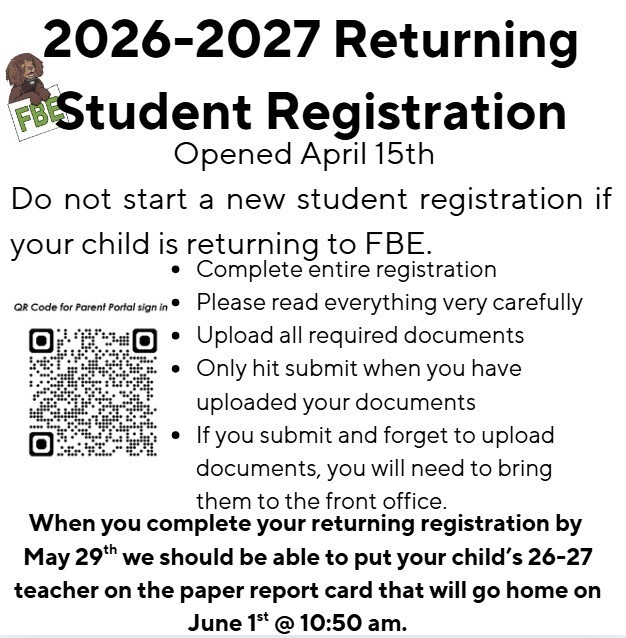 Returning Student Registration is open  