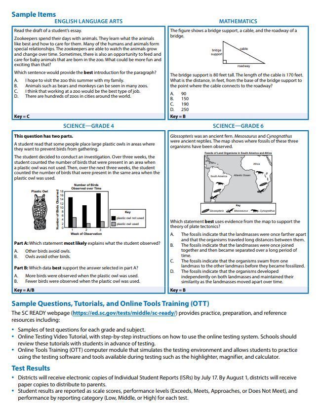 A worksheet with text and diagrams on two topics. First, a bridge support diagram with explanations. Second, a fossil diagram with text about organisms and a timeline.