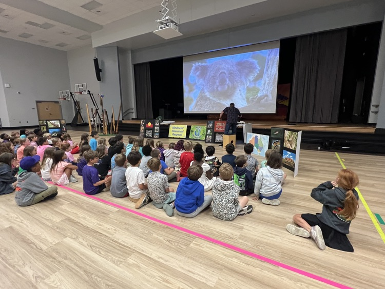 man showing Australian art 