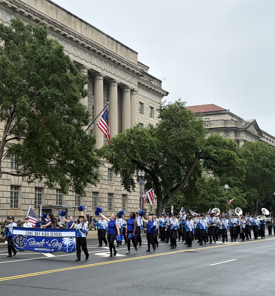 Cane Bay High marching band marching in parade