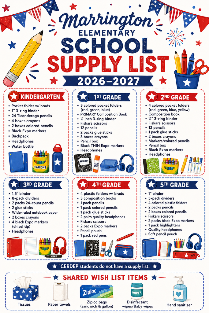 26.27 Marrington Elementary School Supply List