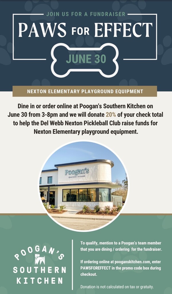 Flyer for a fundraiser at Poogan's Southern Kitchen. It promotes a June 30 event with a donation option.