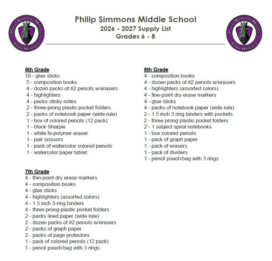 Supply list