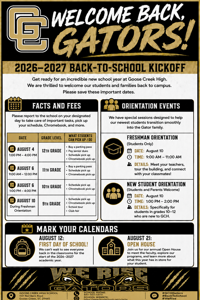 GCH Back to School Dates