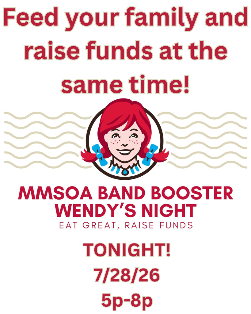 A poster advertising a Wendy’s Night event for a band booster. It features a Wendy's logo and text.