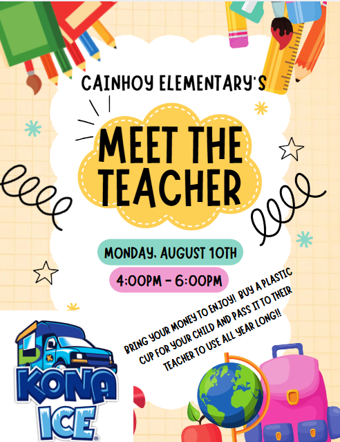 Meet the Teacher Monday 4-6pm