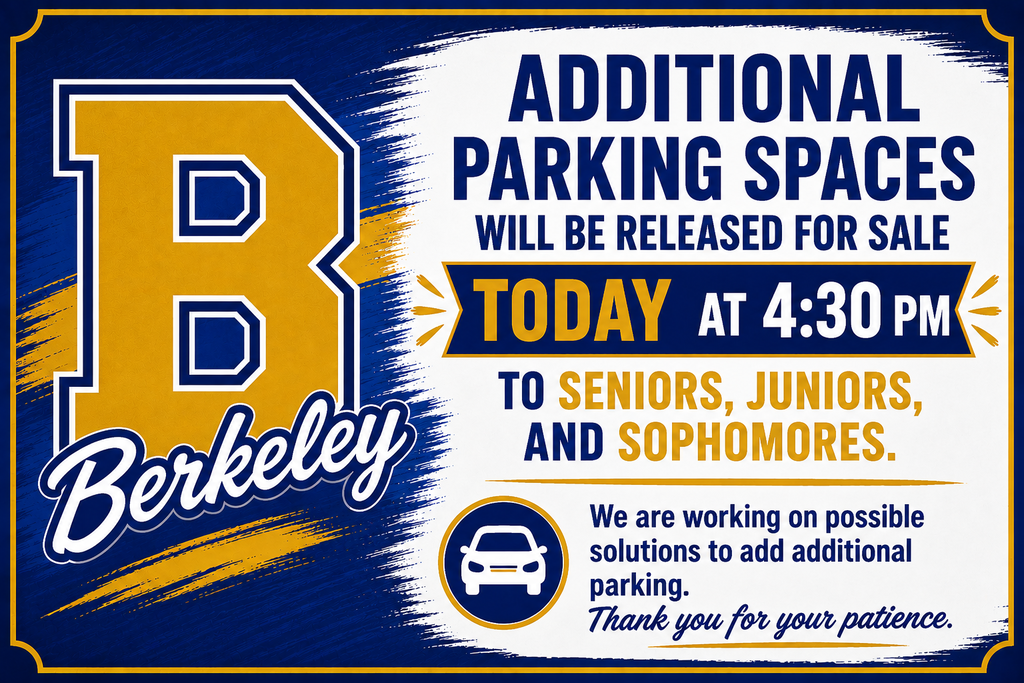 Additional Parking Released today at 4:30 PM