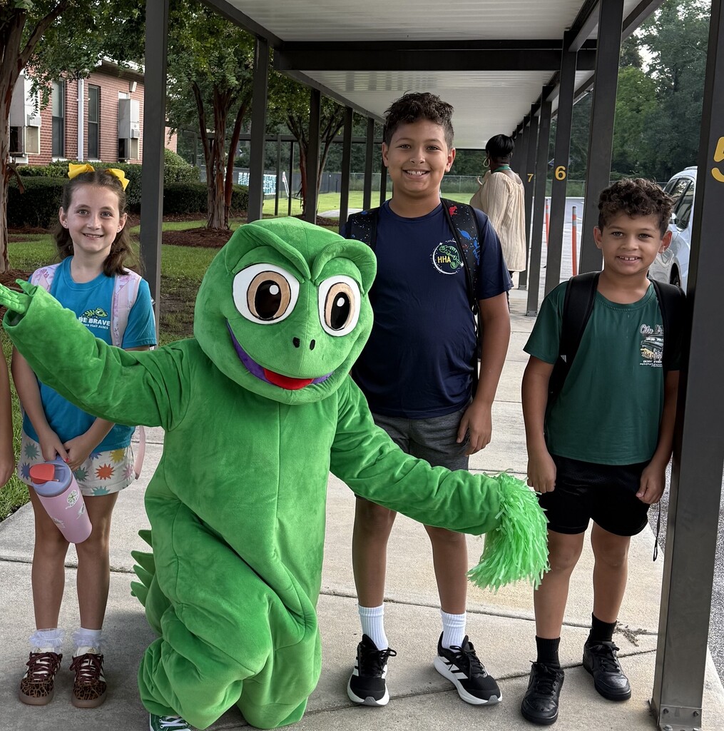 Chameleon with three students