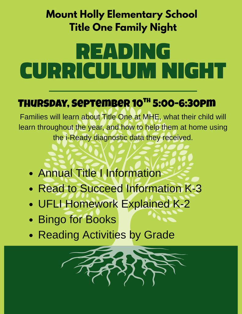 Save the Date: Reading Curriclum Night Thursday, September 10th 5:00-6:30 pm