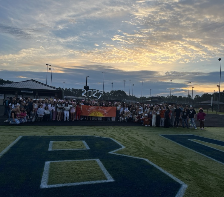 seniors at senior sunrise in the stadium!