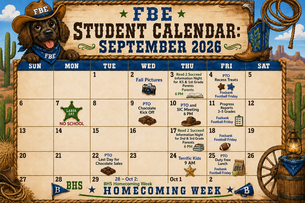 Calendar for September 2026. It has days of the week listed at the top. It is in a western style.