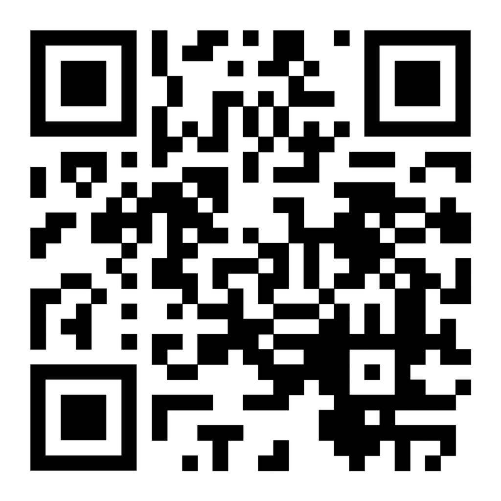 A black-and-white QR code displayed on a white background.