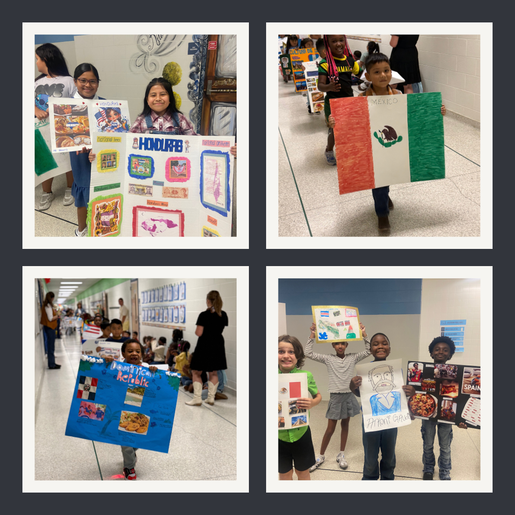 Students displaying their Hisplanic Heritage Projects