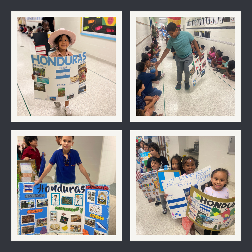 Students displaying their Hisplanic Heritage Projects
