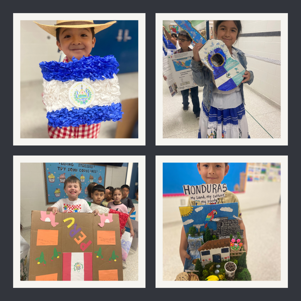 Students displaying their Hisplanic Heritage Projects