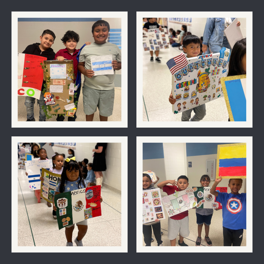 Students displaying their Hisplanic Heritage Projects