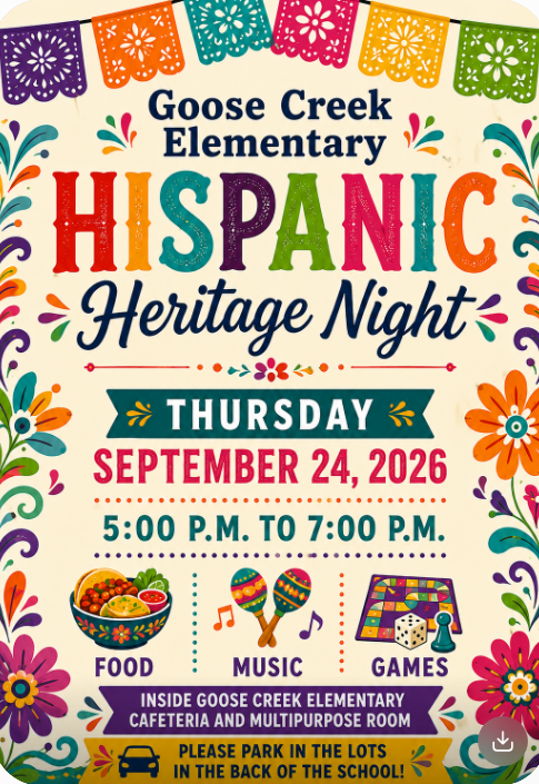 Hispanic Heritage Night Thursday, September 24th from 5-7pm. Food, music, games