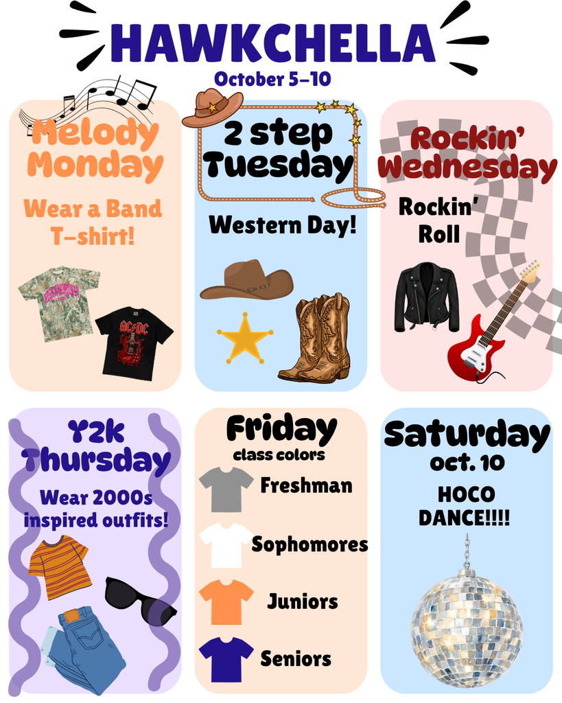 A poster with six themed days from October 5-10. Each day has a theme and suggested attire.
