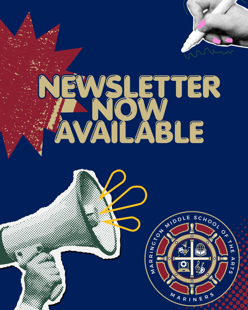 A poster shows a hand holding a megaphone with a star on top. It says "Newsletter Now Available."