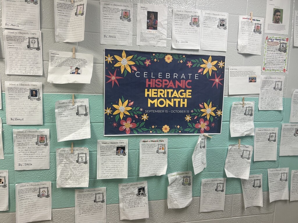 Students' researched writing on Hispanic Heroes.