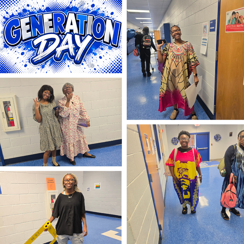 Collage of Generation Day event with diverse women in a hallway and other hallways.