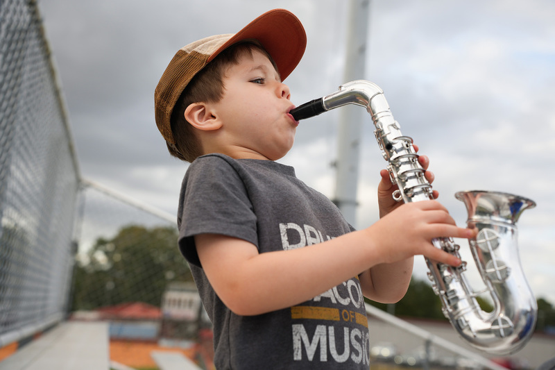 finley blowing saxophone