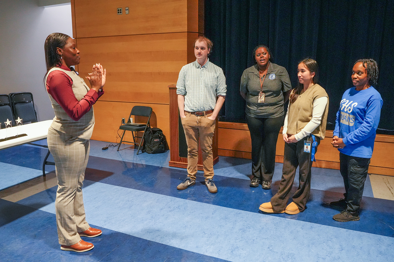 Tiffany Brown addressing teachers