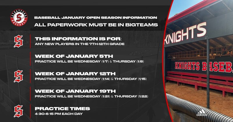 Baseball open season information