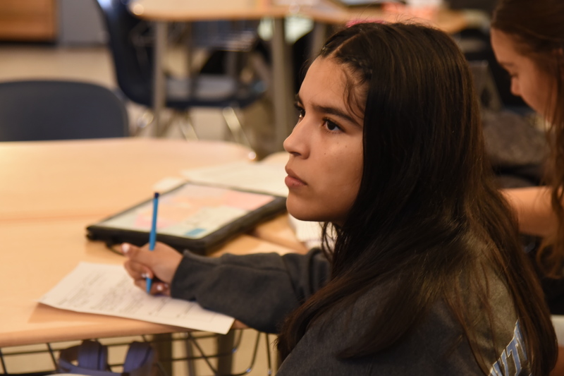 student watching presentation