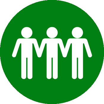 green circle with three outlines ofpeople 