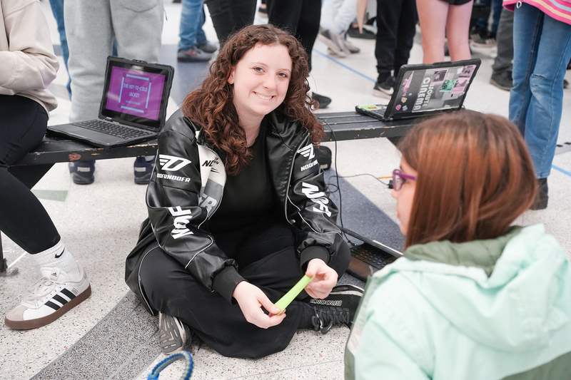 seventh grade girl smiling at camera