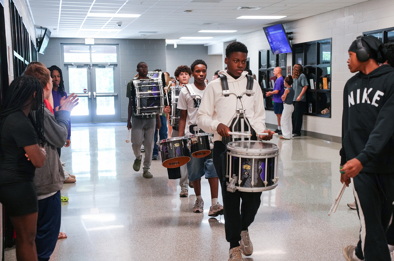 drumline in hallway