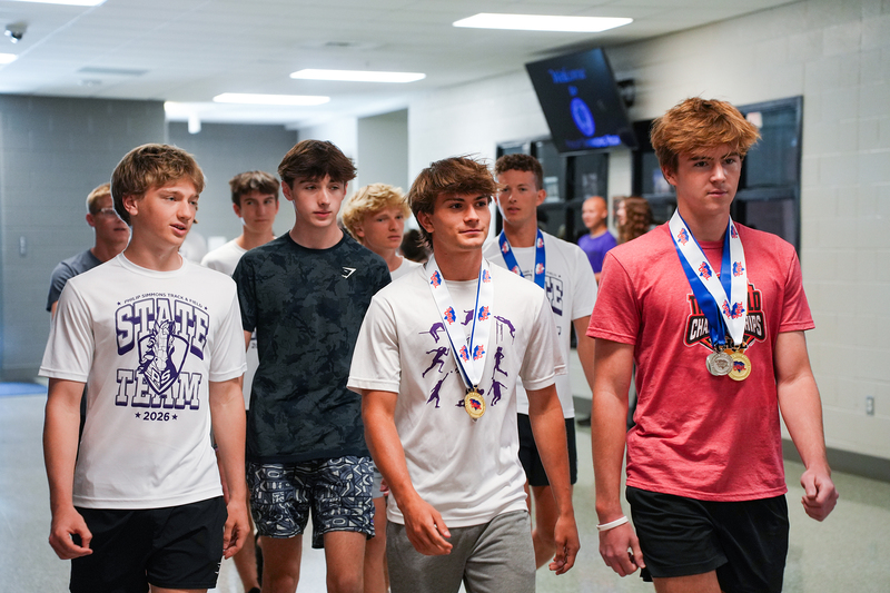 boys team in hallway