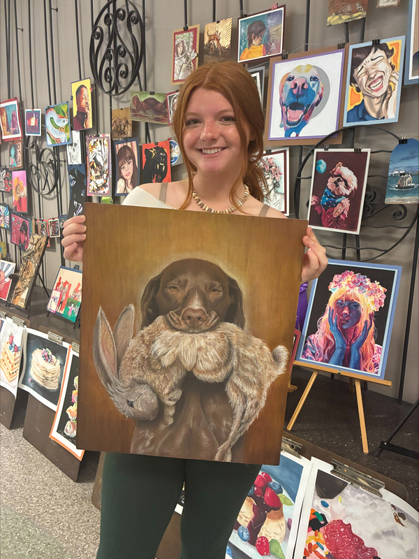 tumey with art piece