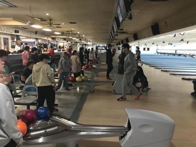 students bowling