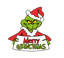 Grinch holding Merry Grinchmas Sign