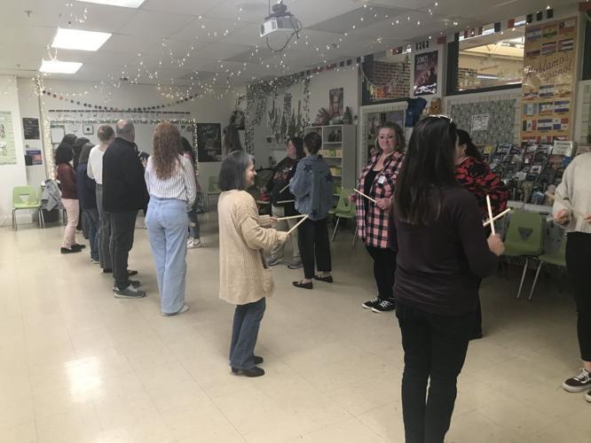Spanish teachers learned a traditional Spanish dance during the FISEDI Conference.
